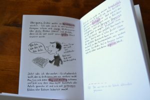 Doppelseite aus dem kleinen Buch vom Nutzen und Schaden der Kritik, Zacken Verlag.